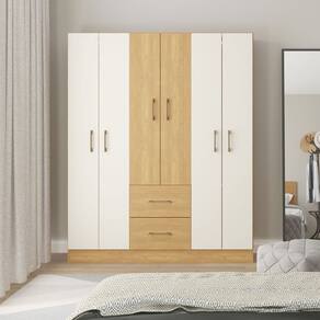 Guarda-Roupa Casal 6 Portas 2 Gavetas com Cabideiro Carvalho