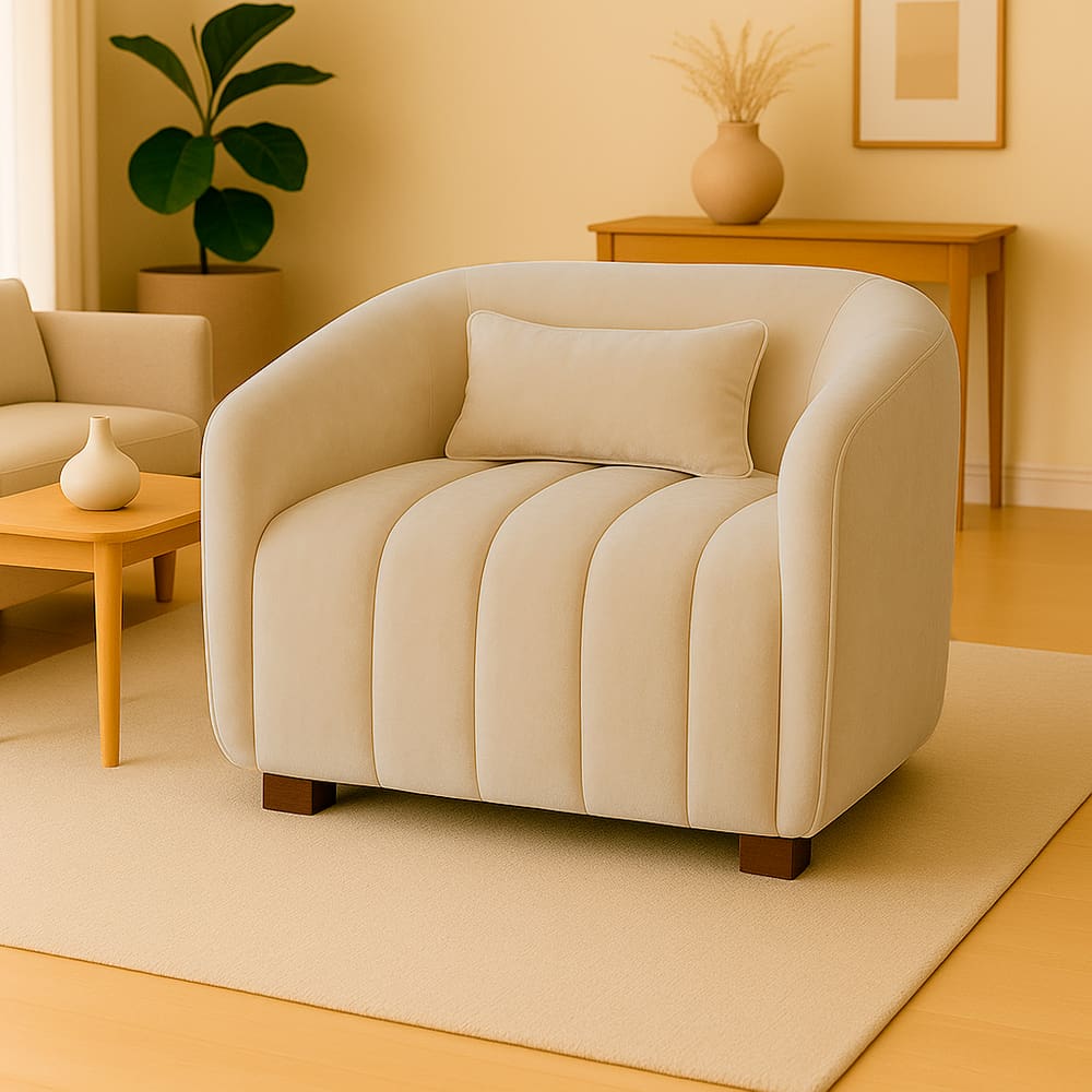 Poltrona Decorativa Lilian Veludo Bege - Londrilar
