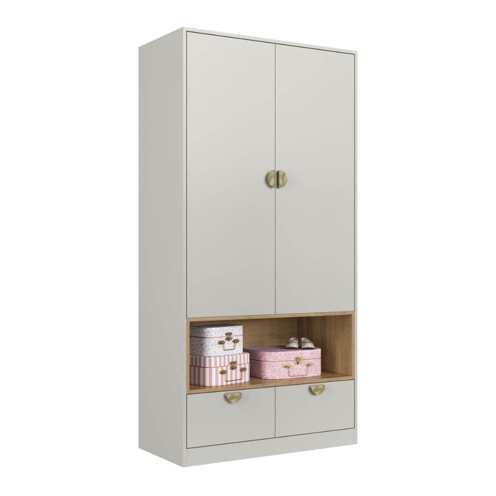 Guarda Roupa Infantil 2 Portas 2 Gavetas Lille GL1080 90cm Branco - Art In Móveis