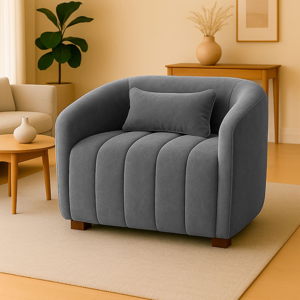 Poltrona Decorativa Lilian Veludo Cinza - Londrilar