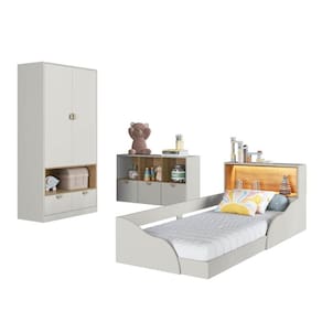 Quarto Infantil Completo Guarda Roupa Cômoda e Cama Montessoriana Lille CJ078 Branco - Art In Móveis