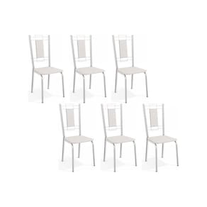 Cadeira de Cozinha Florença C005 Kit 6 Un Cromada/Branco 106 - Kappesberg