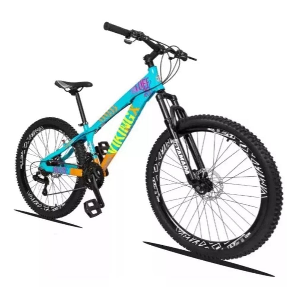 Bicicleta Vikingx Aro 26 Câmbios Shimanos 21V Aro Vmaxx Azul Laranja