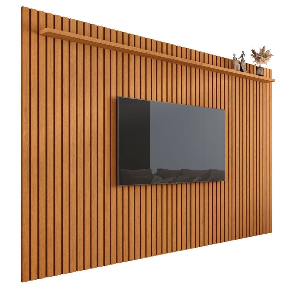 Painel Ripado Amadeirado Para Sala Grande 2m Versatil Tv Até 75