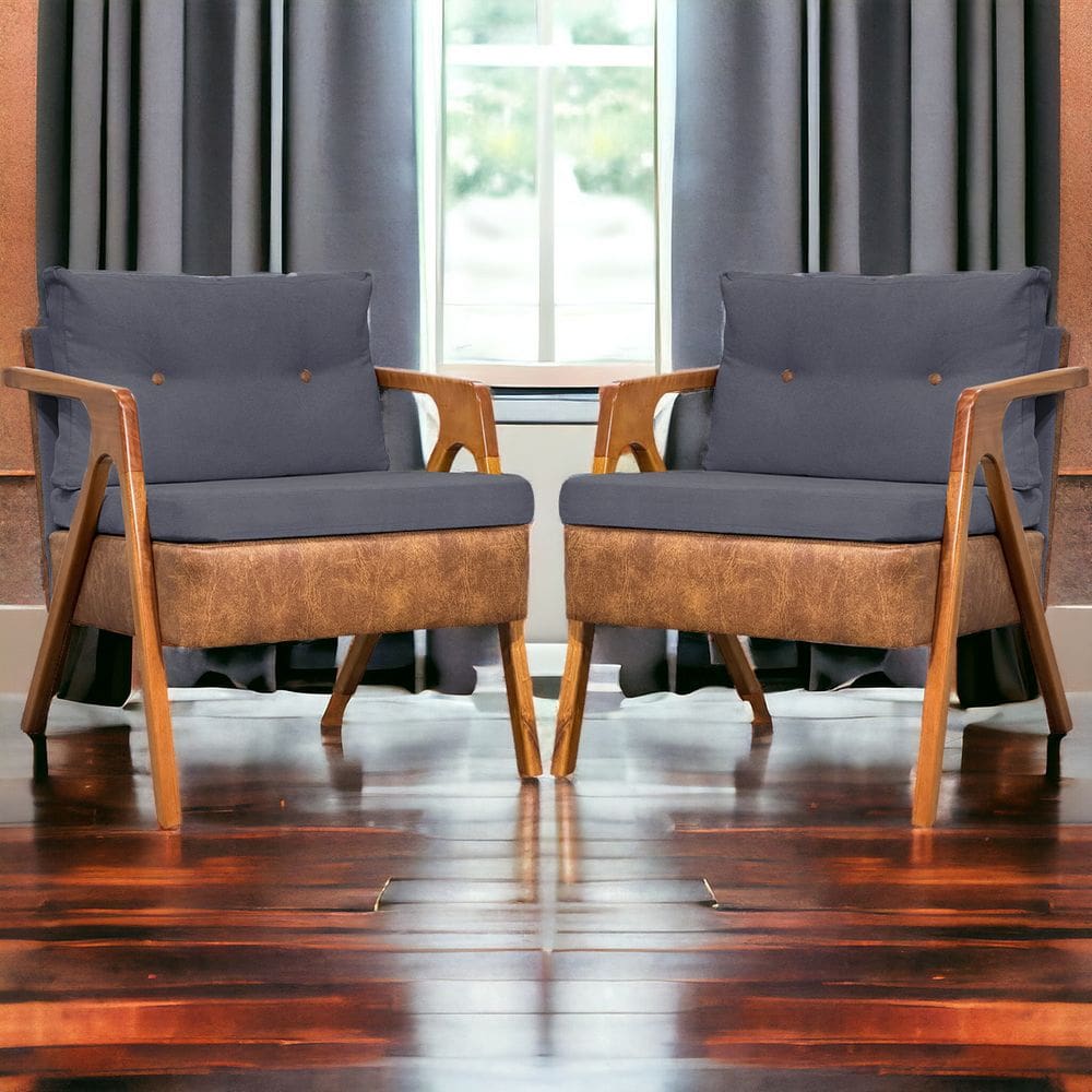 Kit 2 Poltronas Decorativa Para Sala Recepção Consultório Escritório Cadeira Laura Corino Peroba e Linho