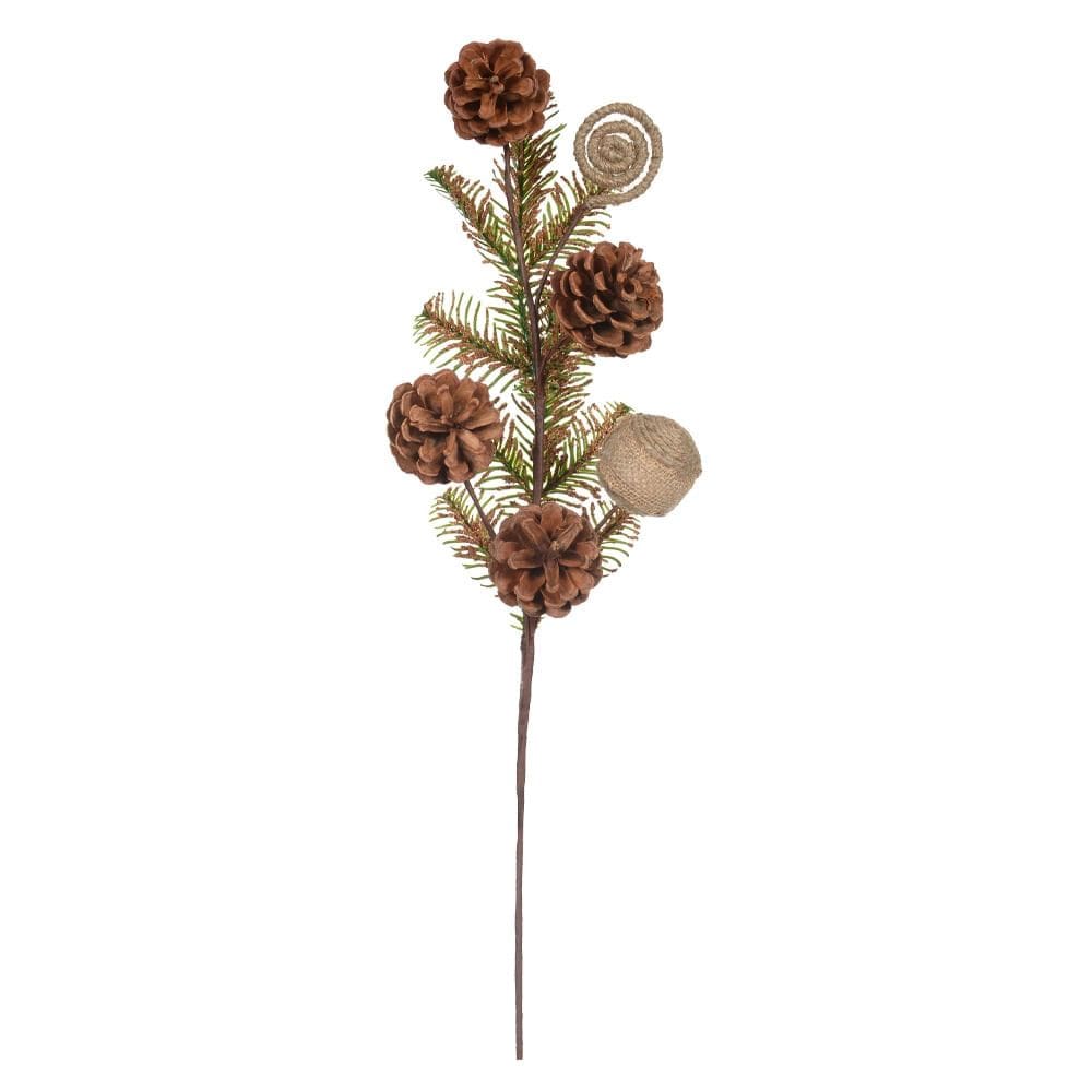 Folhagem Artificial Complementar Flor Arte com Pinha Marrom 60cm