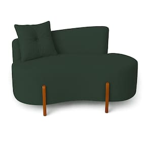 Sofá Orgânico Divã Veludo Com Pés De Madeira 7 Decor Verde Escuro