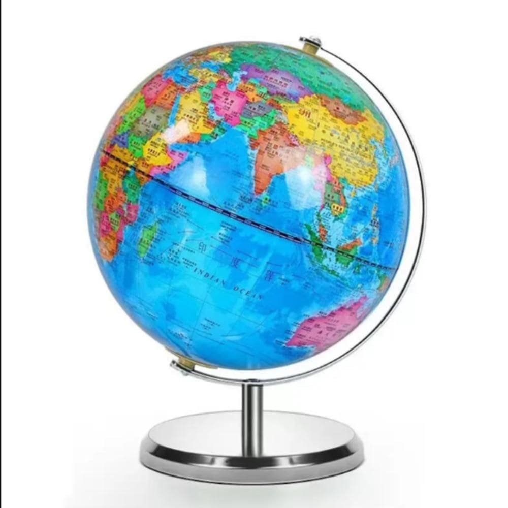 Globo Terrestre Giratorio 22Cm Escolar Decorativo Estante Livraria Quarto Mapa Mundi Luxo