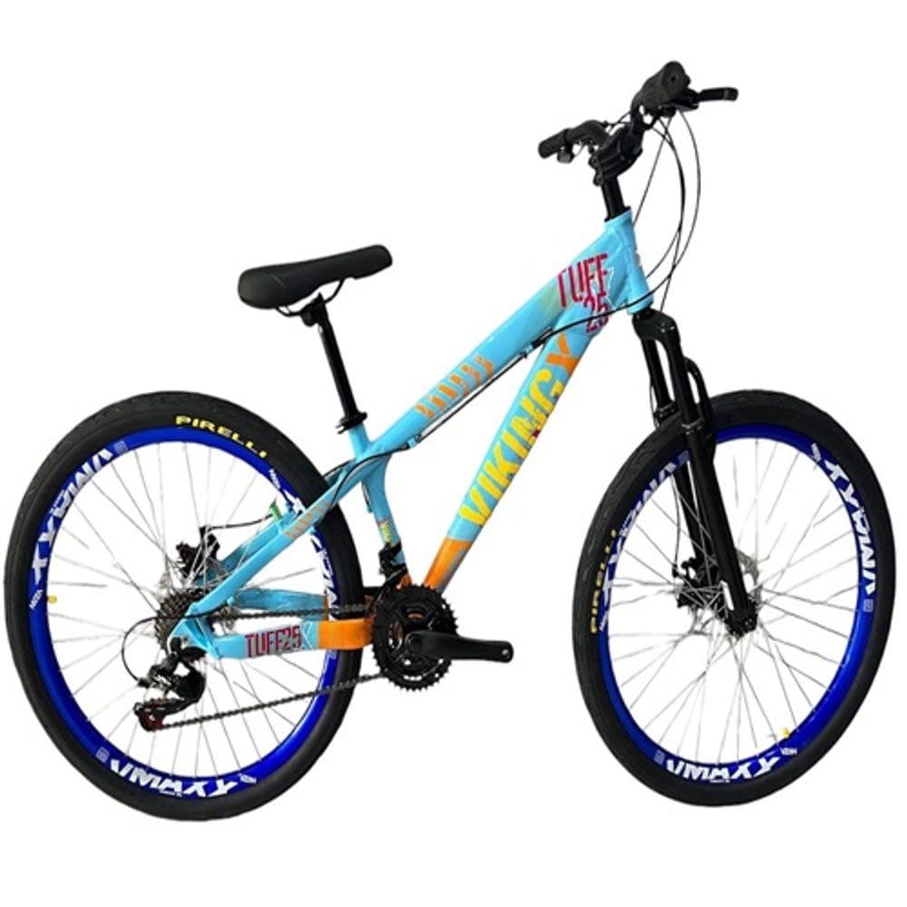 Bicicleta Vikingx Aro 26 Azul Laranja Cambios Shimano aro Vmaxx