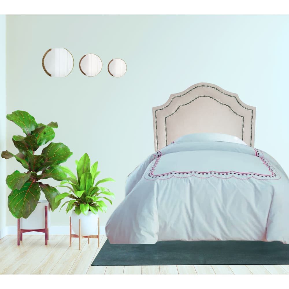 Cabeceira Solteiro Cama  Box Deluxe Veludo Bege Dupla Tacha