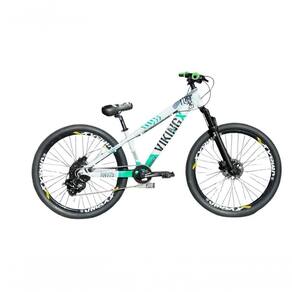 Bicicleta Viking Branco Verde Aro 26 Câmbio Shimano 1x8 Cassete Freio Hidraulico