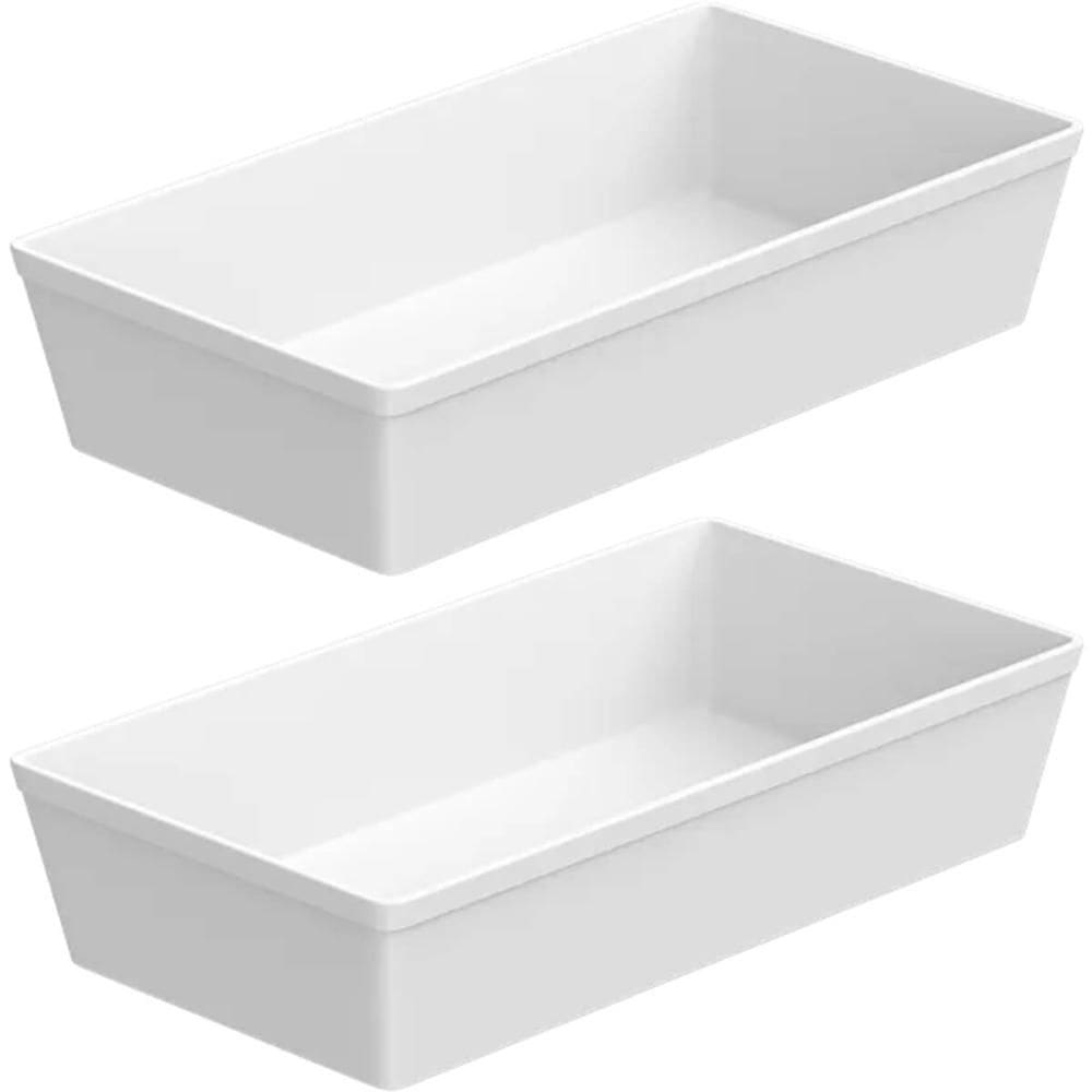 Kit 2 Travessas Retangulares GN 1/3 Buffet Plásticas 3L Brancas Pratos para Servir Mesa Coza Uno