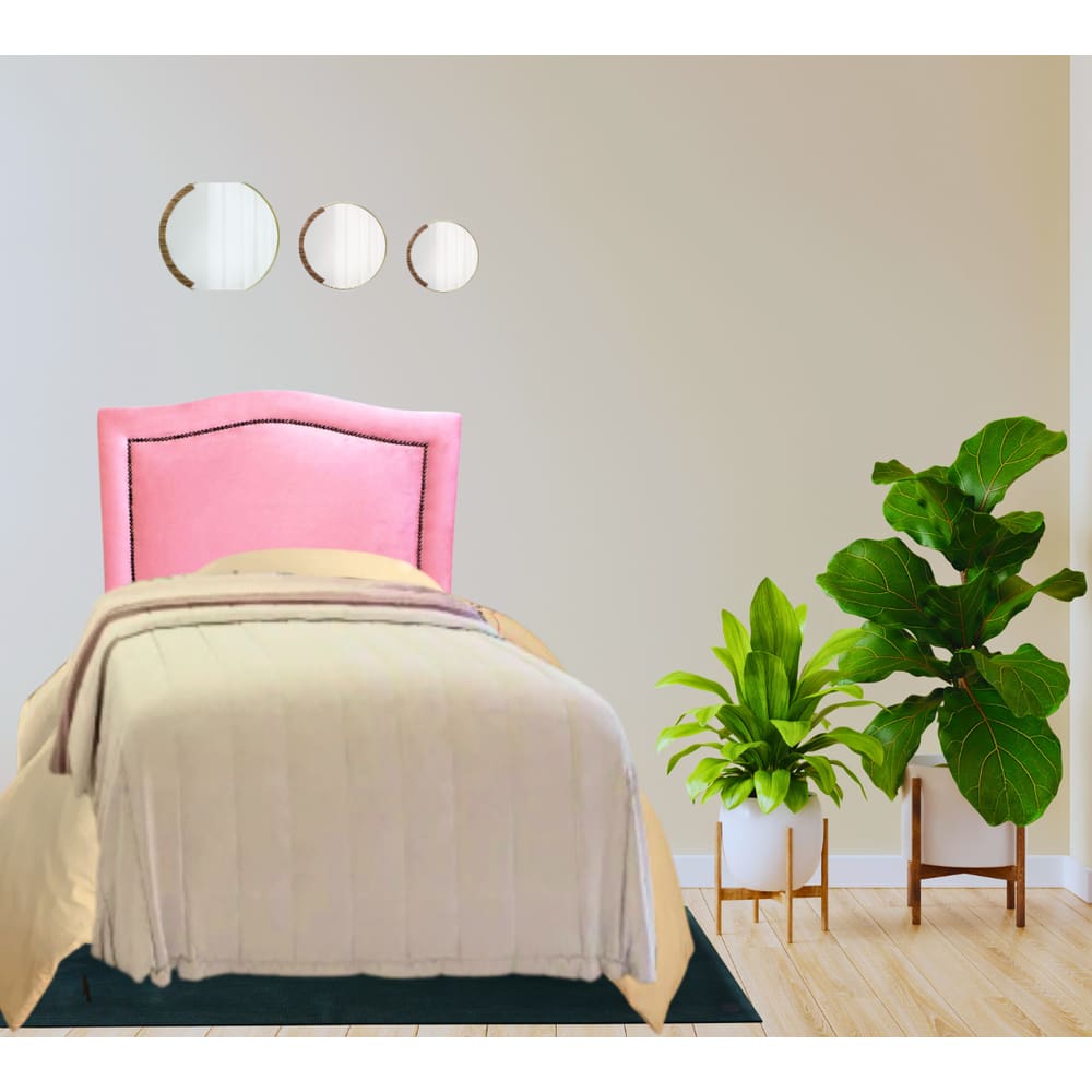 Cabeceira Solteiro Línea Lux Corino Rosa com Tachas-