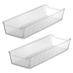 Kit 2 Organizadores de Gavetas Plástico 34x12,5cm Maquiagem Escritório Uz Transparente