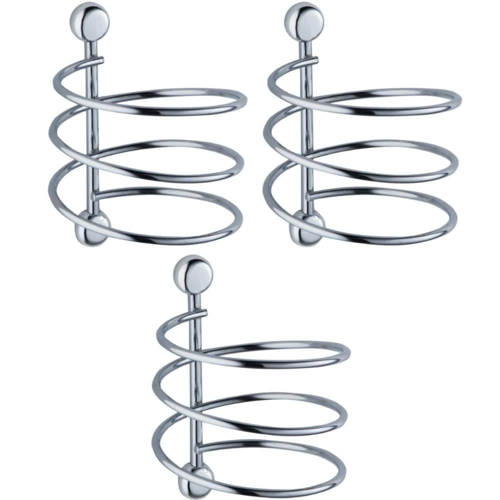 Kit 3 Porta Secador de Cabelo Janine Schmitt Espiral Suportes de Parede Cromado