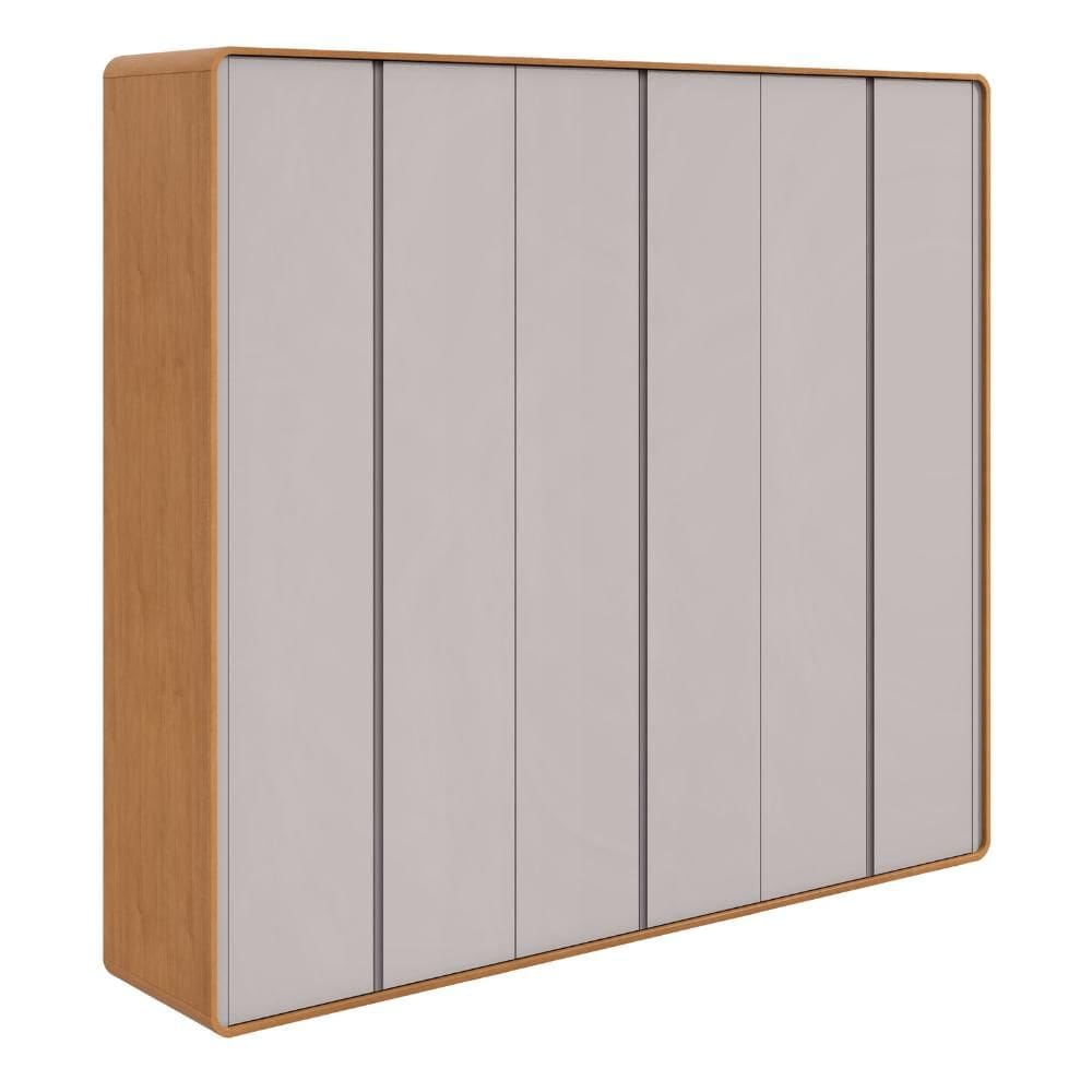 Guarda Roupa Casal 6 Portas 6 Gavetas Loop Amêndoa Clean e Off White