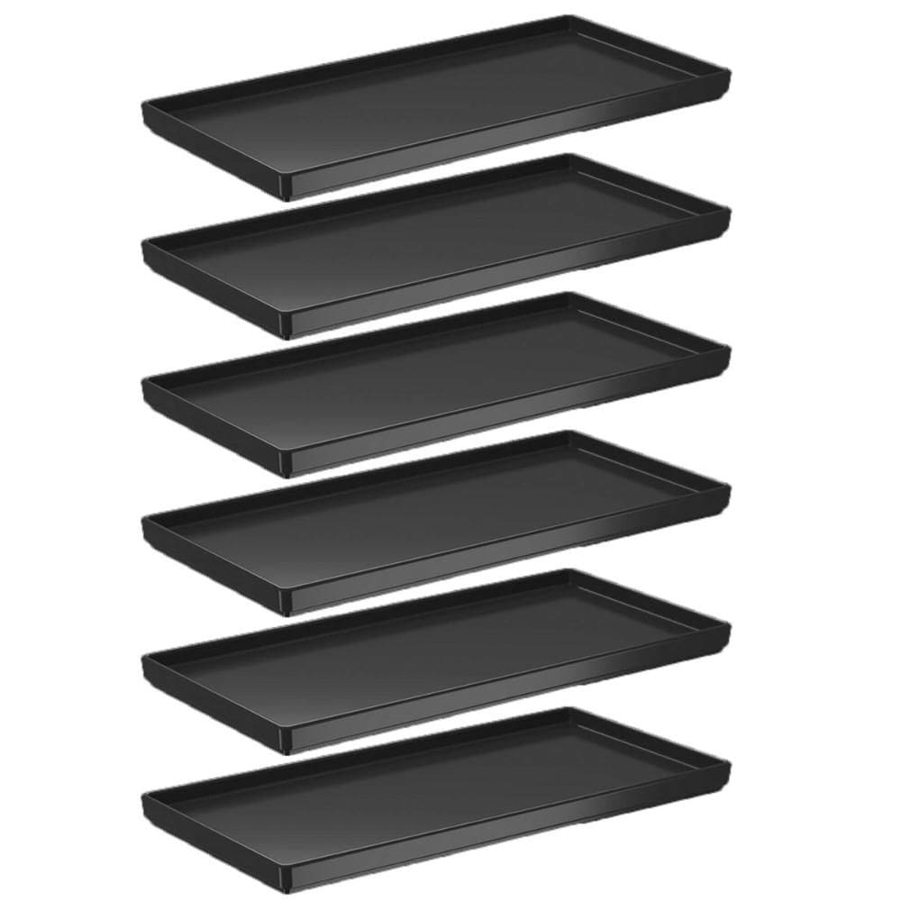 Jogo 6 Pratos Retangulares Pretos 27cm Servir Petiscos Comida Japonesa Bandeja Decorativa Uno Coza Plástica