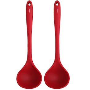 Kit 2 Conchas de Silicone Vermelhas Feijão Sopa Utensílios Cozinha Brinox