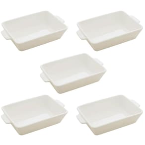 Kit 5 Travessas Porcelana Branca 750ml Lyor Refratários Servir Salada Sobremesa Restaurante
