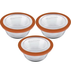 Kit 3 Pote de Vidro 2,4L Marinex Refratário Redondo Tampa Plástica Transparente