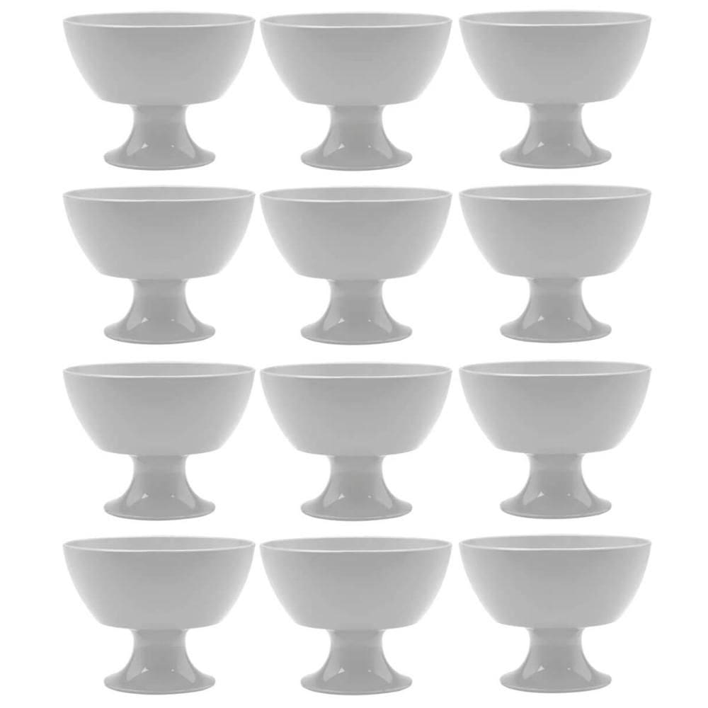 Kit 12 Taças para Sobremesa 300ml Luna Pote para Doces Sorvetes Açaí Branco Ou