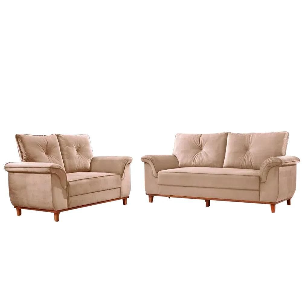 Conjunto de Sofá 2 e 3 Lugares Trevisso Suede Bege
