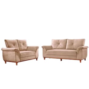 Conjunto de Sofá 2 e 3 Lugares Trevisso Suede Bege