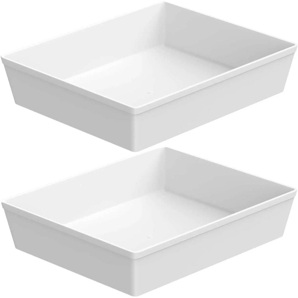 2 Travessas Brancas de Plástico 4,8L Saladeira Servir Massas Buffet Uno Coza