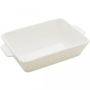 Kit 10 Refratários 23,5x5cm Travessa Porcelana Branca com Alça Funda Lyor Basic