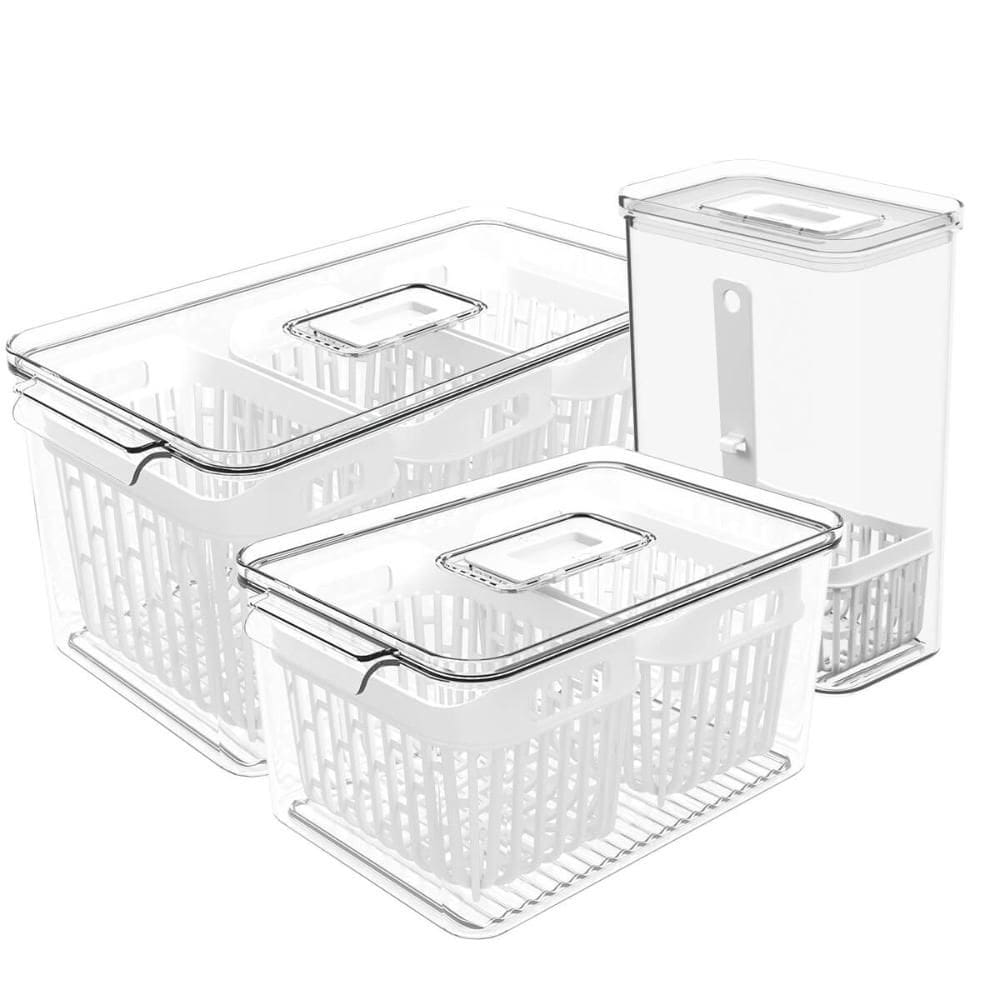 Kit 3 Organizadores de Geladeira Dry Coza Frutas Verduras Temperos 6 3,2 e 2,3L