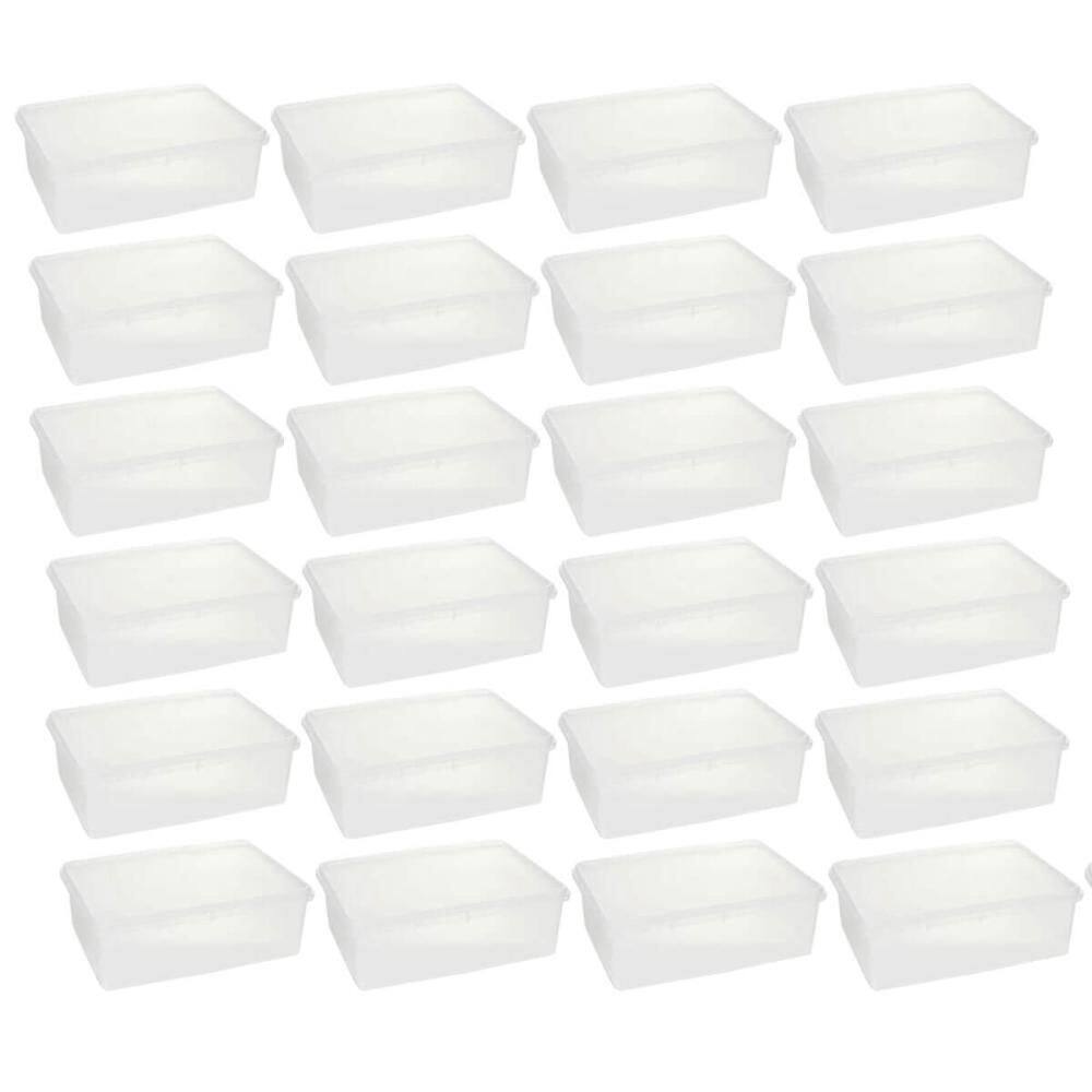 Kit 24 Caixas Organizadoras 3,5L Plasvale Cestos Plásticos com Tampa Retangulares