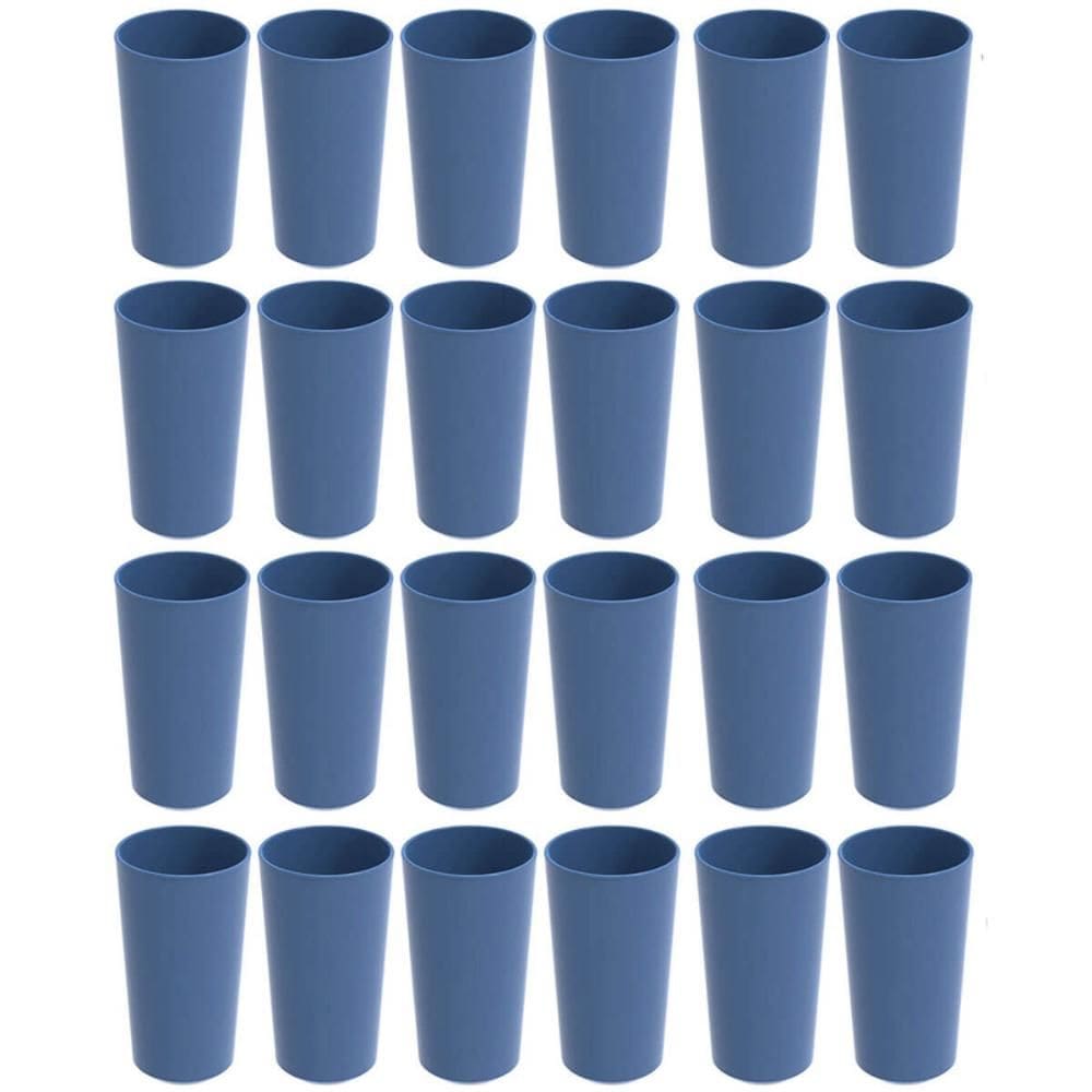 Conjunto 24 Copos Altos de Plástico 500ml Azul Madrugada Refeitório Escolar Lanche Crippa