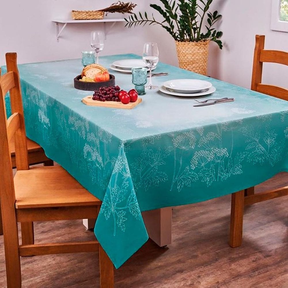 Toalha De Mesa Super Prática Retangular Tina Verde 140X220Cm