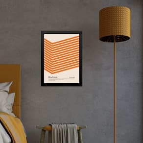 Quadro Laranja Bauhaus - Cube Angle 24X18Cm - Com Vidro