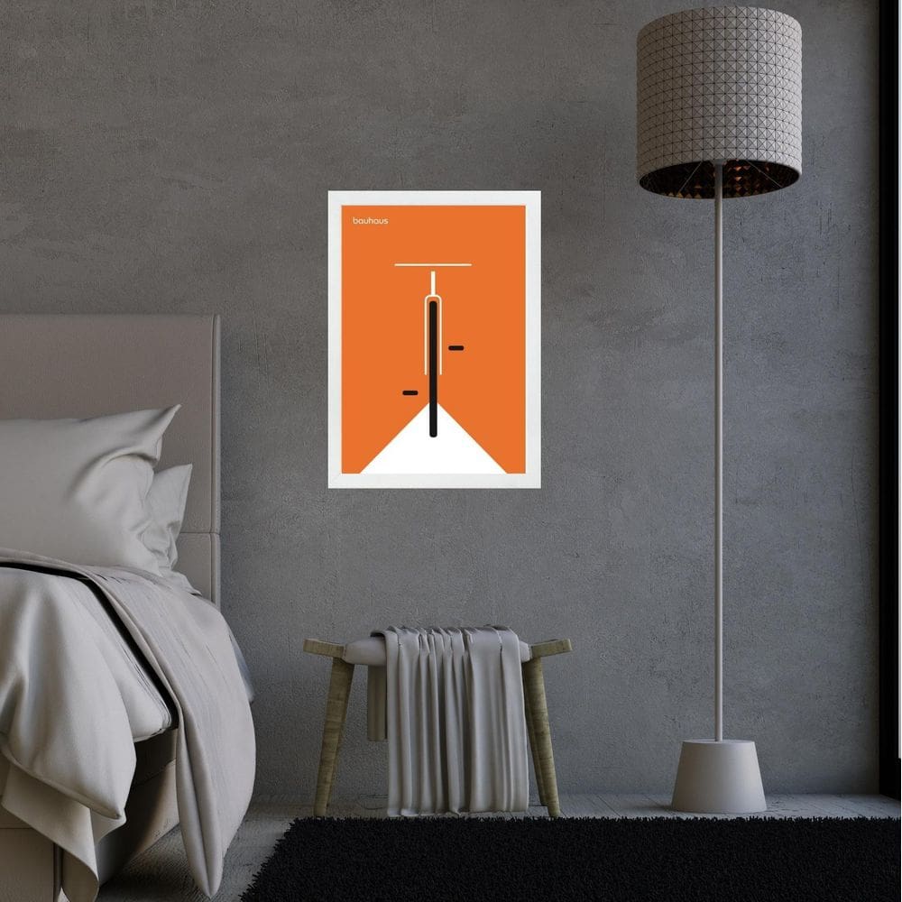 Quadro Decorativo Bicicleta Bauhaus Laranja 24X18Cm - Vidro