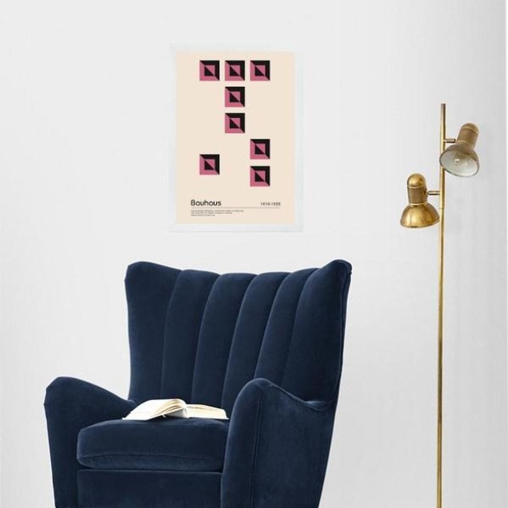 Quadro Bauhaus Pink Geometric Poster 33X24Cm
