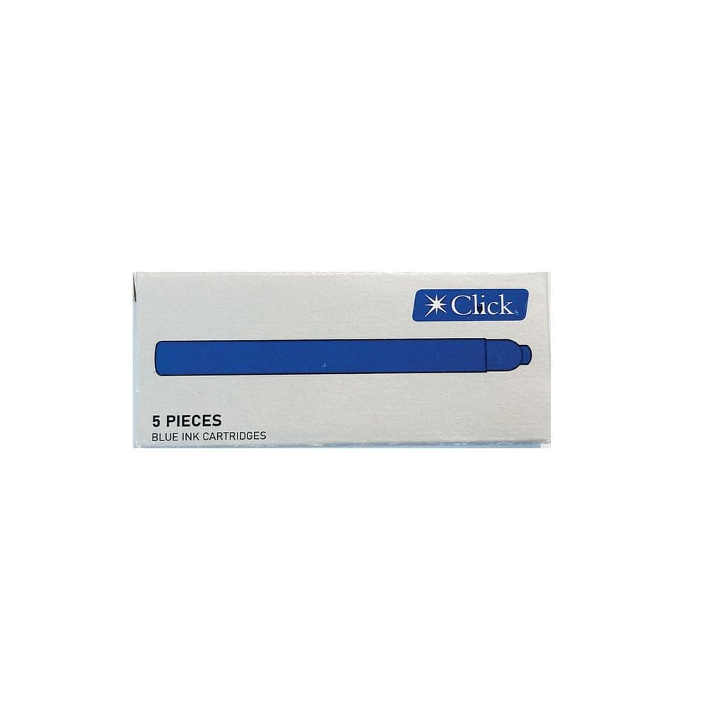 Refil Caneta Tinteiro Click Padrão Universal Longo Azul C/5