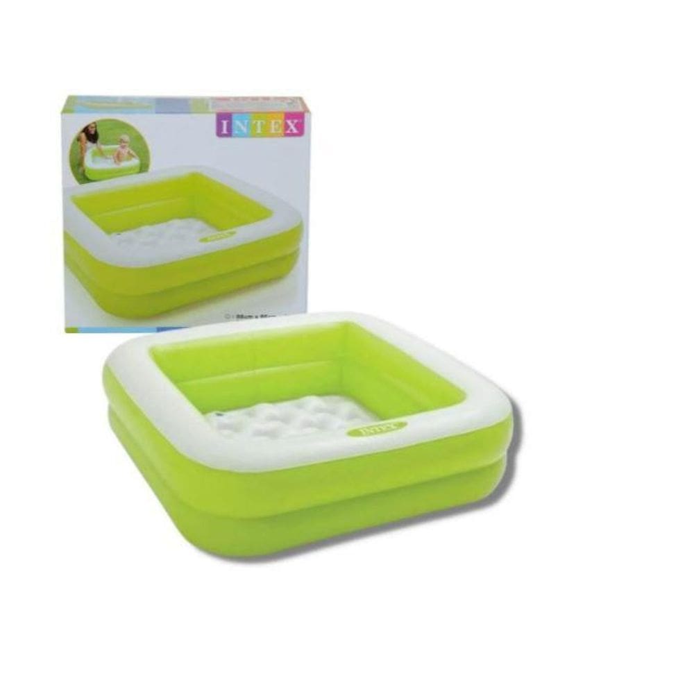 Piscina Infantil Quadrada Verde 57 L Fundo Inflável Intex