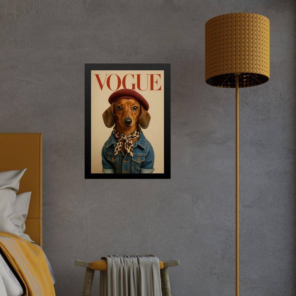 Quadro Dachshund Fashion - Capa De Revista 24X18Cm