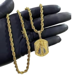 Cordão 6Mm Baiano + Pingente Nossa Senhora - Banhado A Ouro