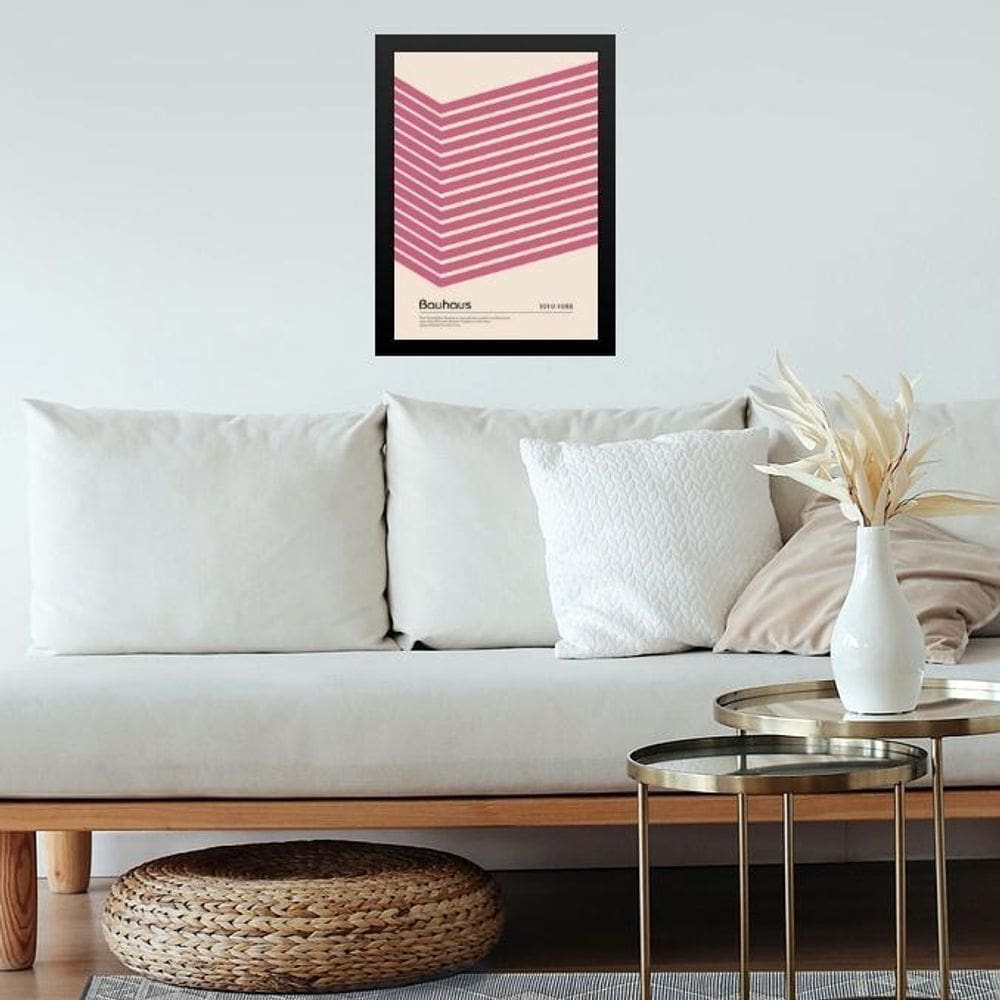Quadro Bauhaus Pink Poster - Cube Angle 45X34Cm