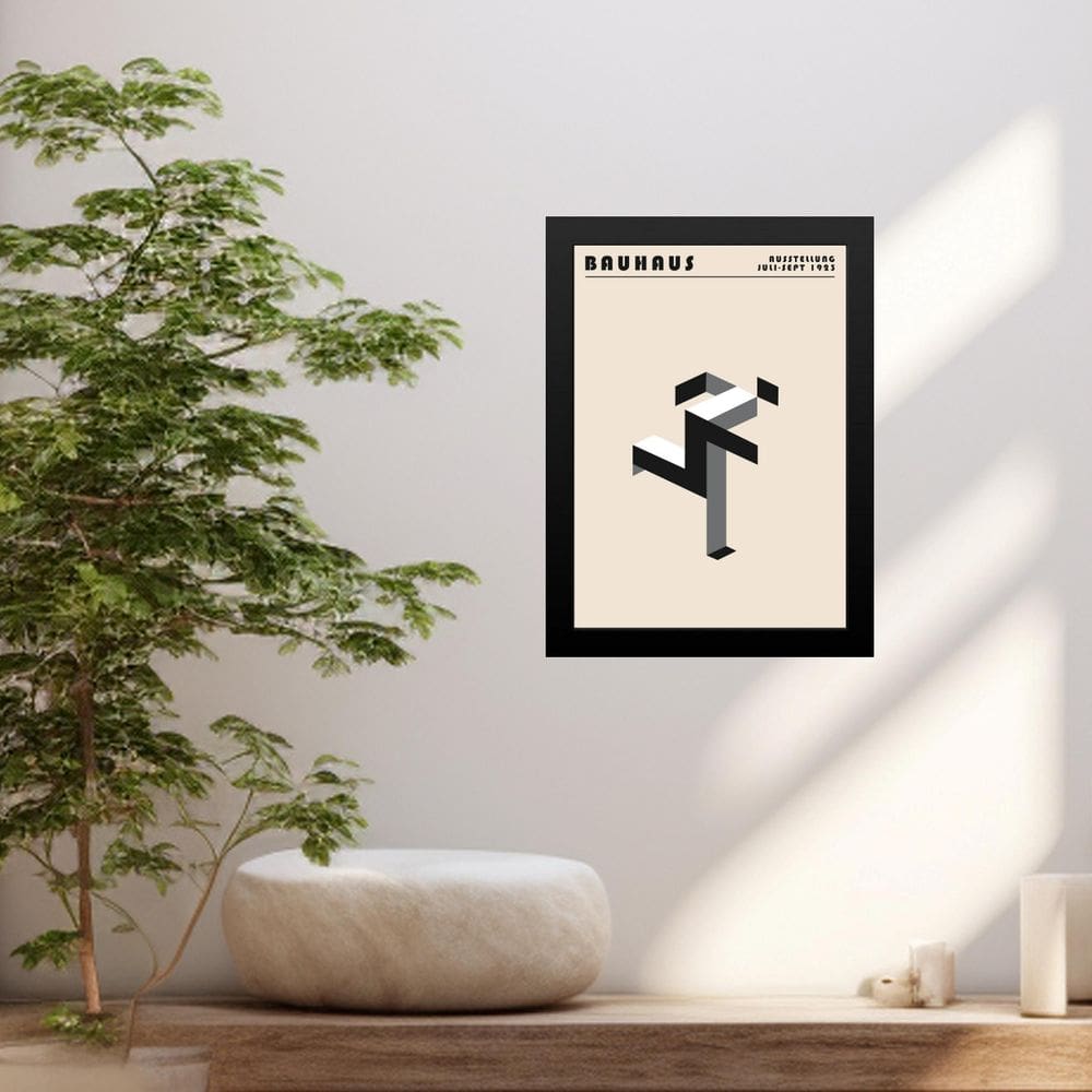Quadro Bauhaus Grey Poster - Running Man 33X24Cm - Com Vidro