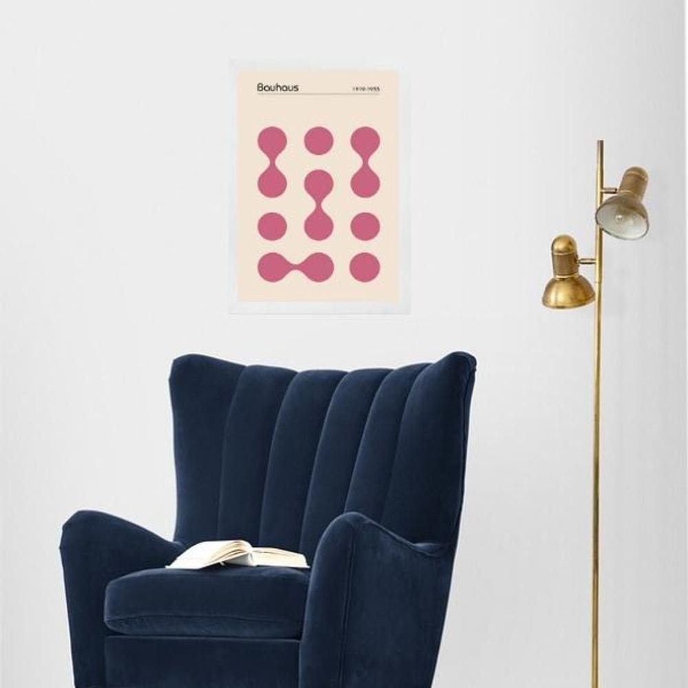 Quadro Bauhaus Pink Minimalist Graphic Poster 24X18Cm