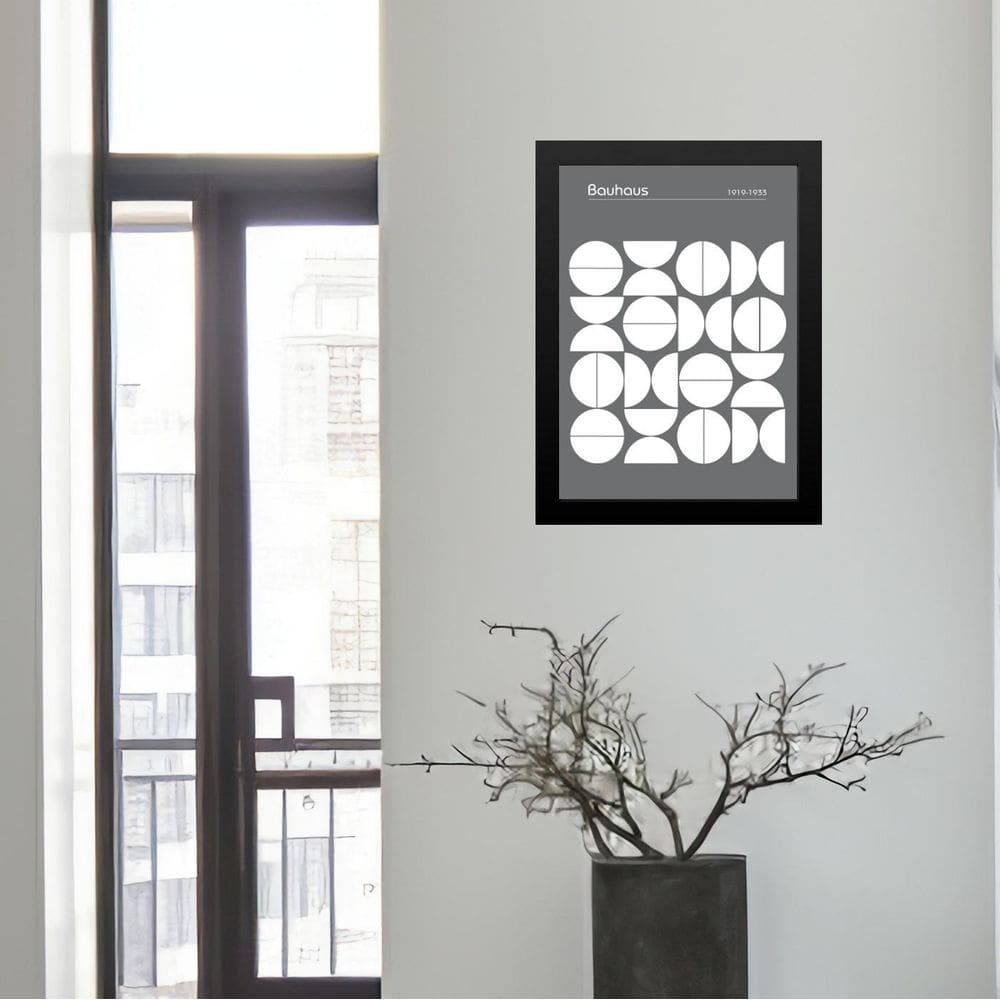 Quadro Bauhaus Grey Modern Poster - Upset Circles 45X34Cm