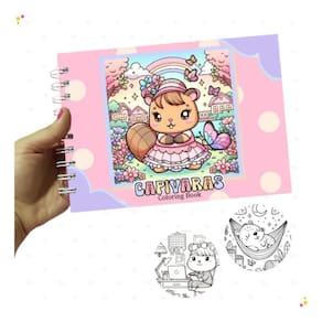 Livro De Colorir Capivara Bobbie Goods + Canetinhas 36 Cores