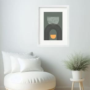 Quadro Arte Abstrata Arcos Boho Cinza- 60X48Cm