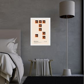 Quadro Orange Bauhaus Geometric Poster 33X24Cm - Com Vidro