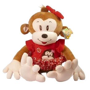 Macaco De Pelúcia 62 Cm Grande Vestido Vermelho Antialérgico