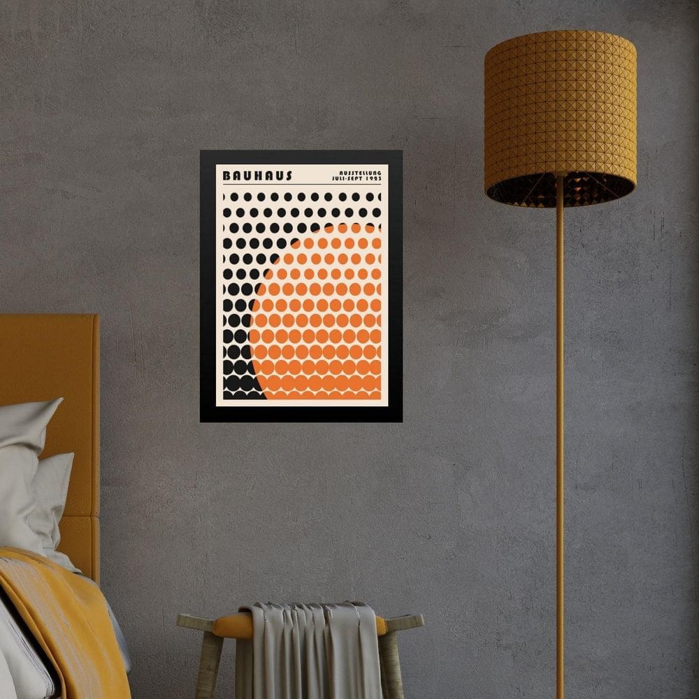 Quadro Laranja Bauhaus - Solar Mesh 33X24Cm - Com Vidro