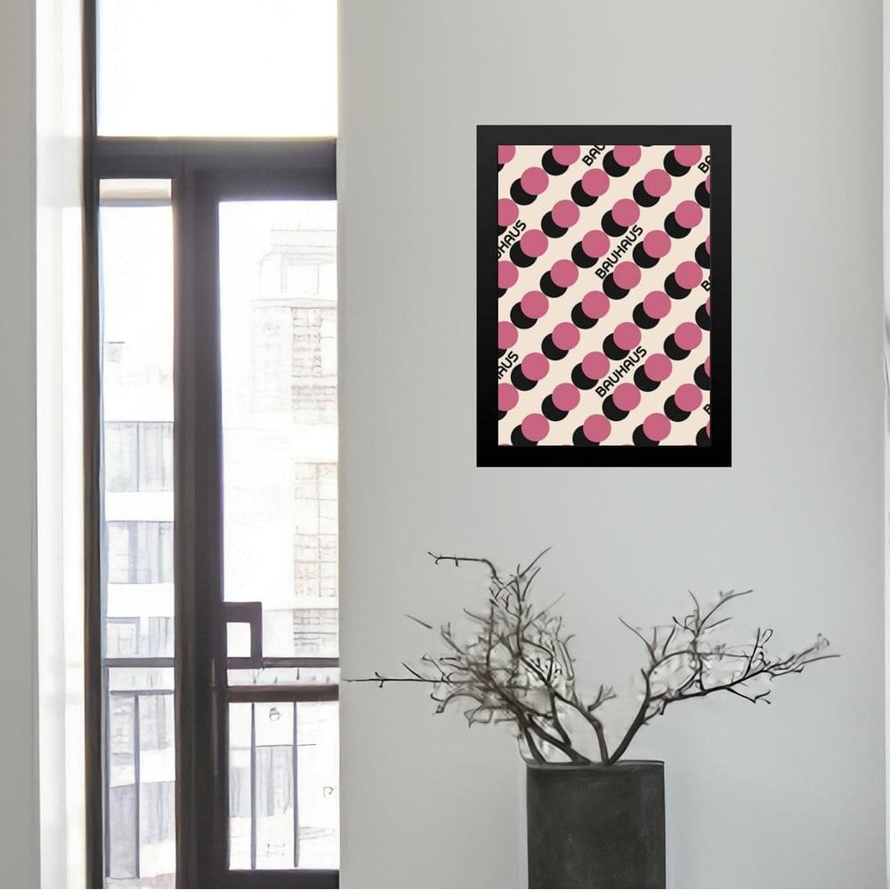 Quadro Bauhaus Pink- Scrolling Dots 45X34Cm - Com Vidro